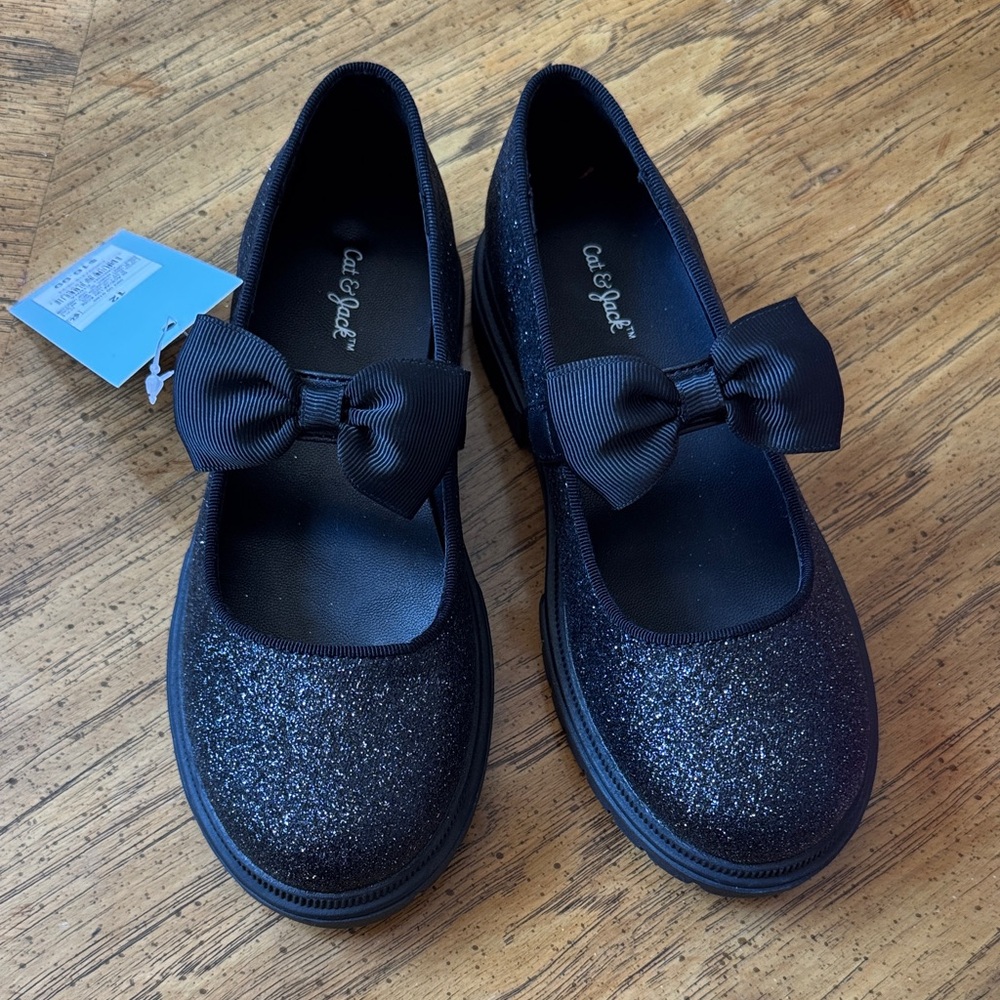 Cat & Jack Sparkly Black Dress Shoes